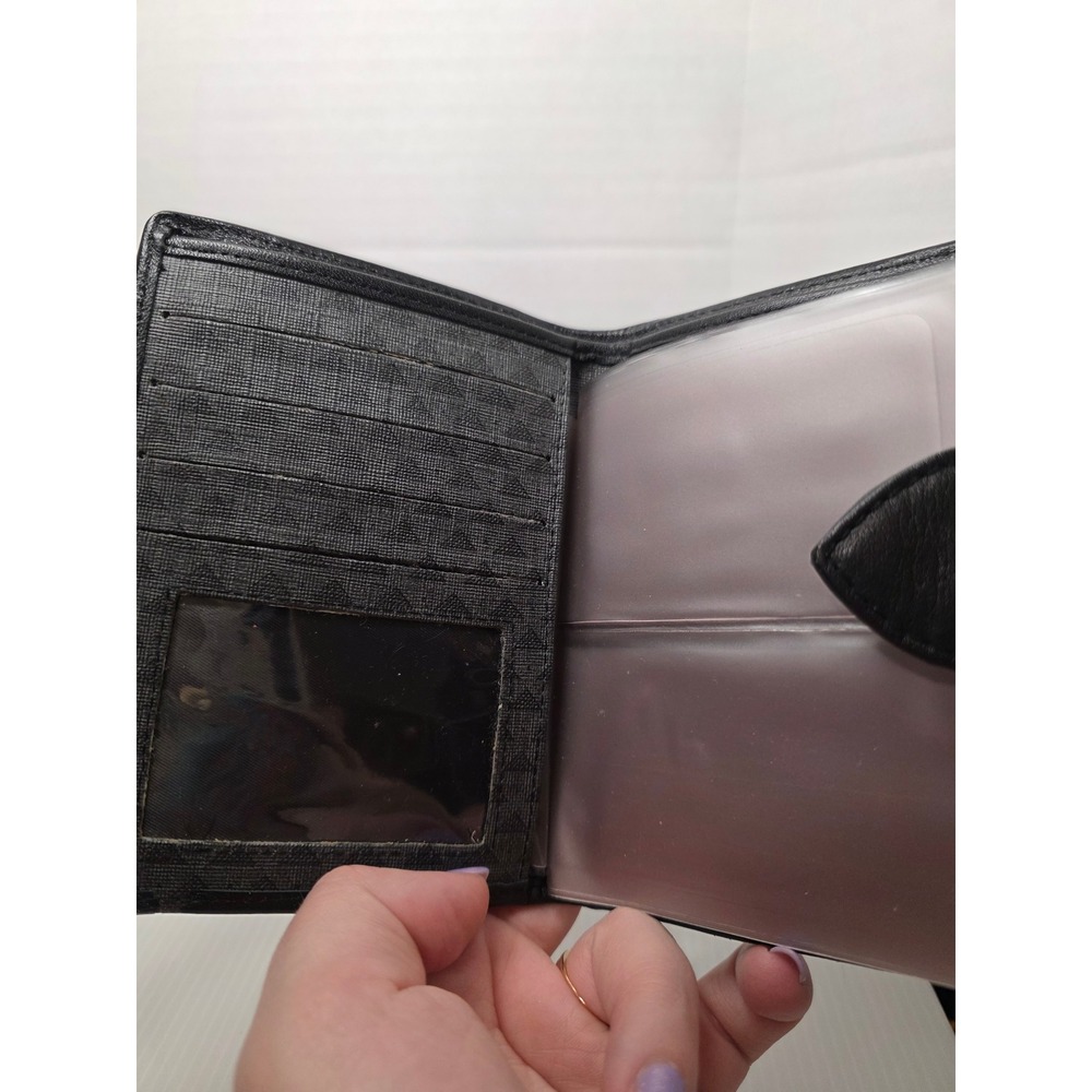 Vintage 90s Triangle Pattern Checkbook Wallet Kiss Lock Coin Purse Black - Picture 6 of 10
